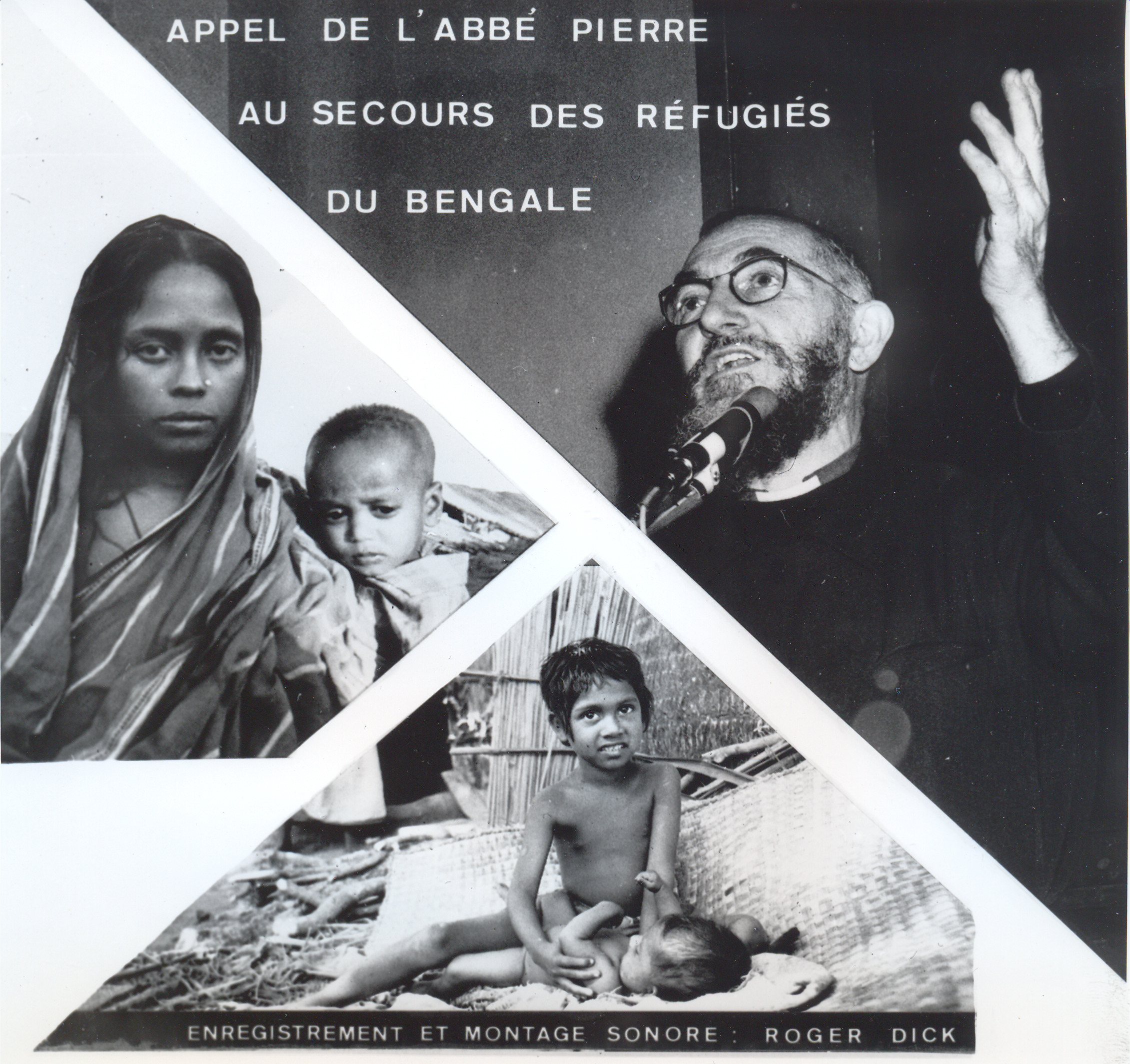 Pochette de l'enregistrement de l'appel de l'abbé Pierre au secours des réfugiés du Bengale, 1971. ©Emmaüs International