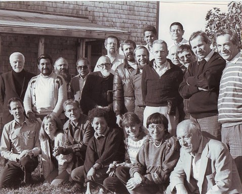 Raymond Etienne (standing, second from right) at the Emmaus International meeting, 14 - 16 October 1987 at H.O.M.E. In Orland, Maine, United States.